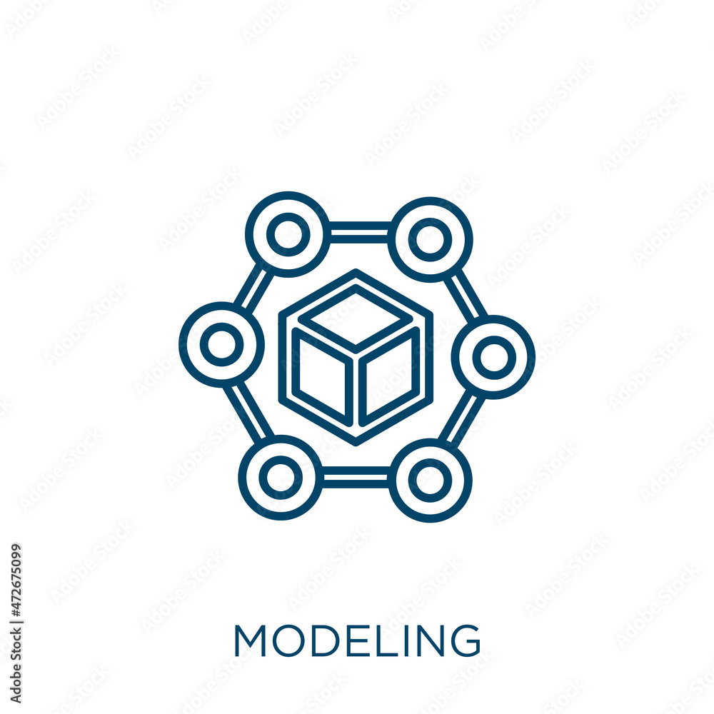 Aufkleber modeling icon. thin linear modeling outline icon isolated on white background. line vector modeling 
