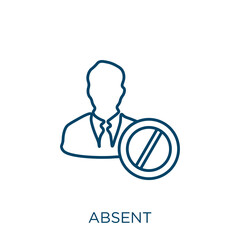 absent icon. Thin linear absent outline icon isolated on white background. Line vector absent sign, symbol for web and mobile.