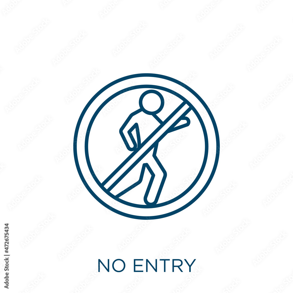 Poster no entry icon. thin linear no entry outline icon isolated on white background. line vector no entry 
