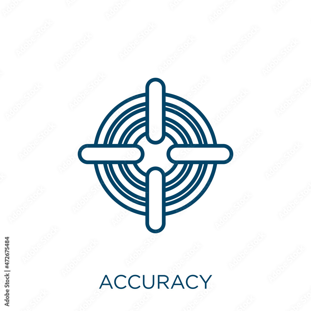 Poster accuracy icon. thin linear accuracy outline icon isolated on white background. line vector accuracy 