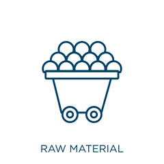 raw material icon. Thin linear raw material outline icon isolated on white background. Line vector raw material sign, symbol for web and mobile.