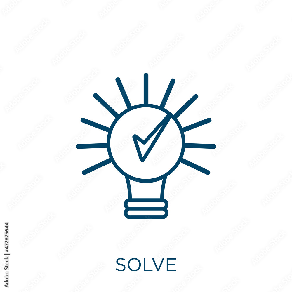 Poster solve icon. thin linear solve outline icon isolated on white background. line vector solve sign, sym