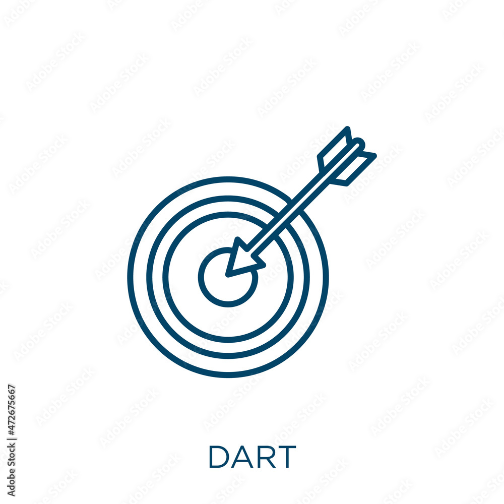 Poster dart icon. thin linear dart outline icon isolated on white background. line vector dart sign, symbol