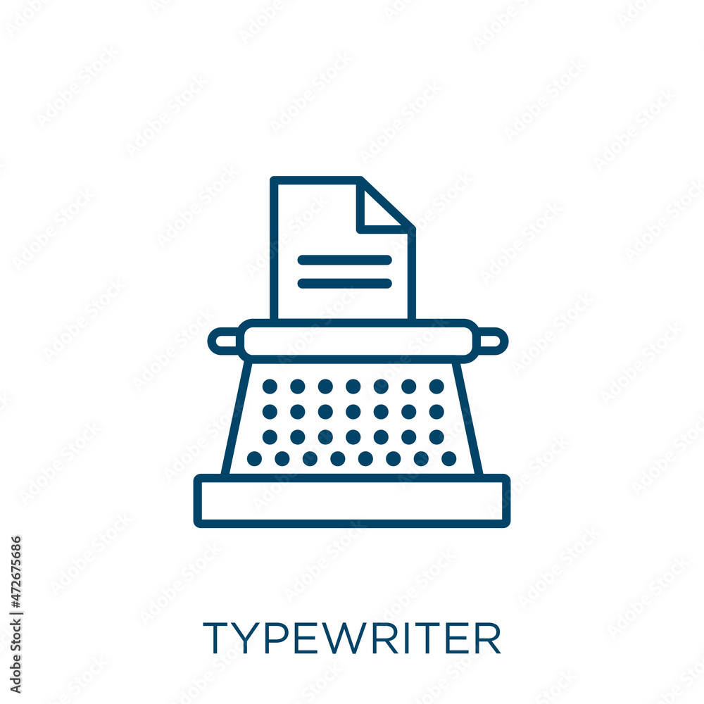 Aufkleber typewriter icon. thin linear typewriter outline icon isolated on white background. line vector typew
