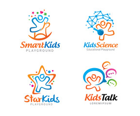 Fototapeta na wymiar Kids logo symbol or icon template