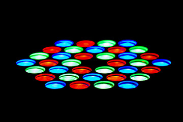 Disco lights of multicolor stage spotlight.