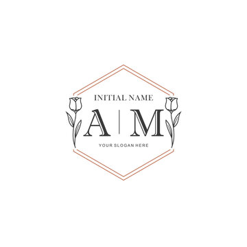 AM Hand drawn wedding monogram logo