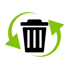 Garbage box and recycled mark icon. Vector illustration of environment.