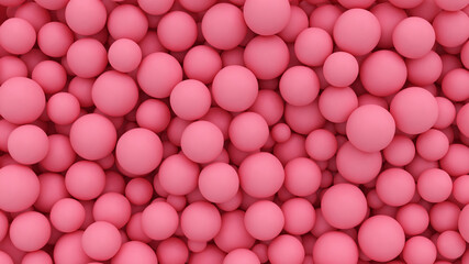 Abstract background with pile of many pink balls. 3D rendered image.