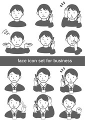 お客とセールスパーソンのやり取りをイメージした上半身のアイコンセット