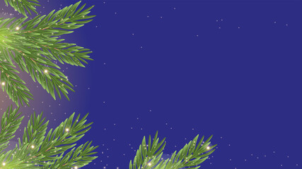 Fototapeta na wymiar Christmas blue background with fir branches and sparks. Vector i