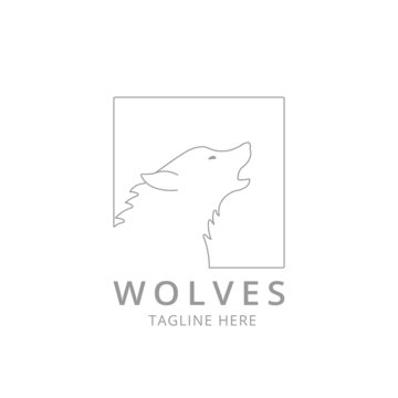 Simple Wolf line Logo Concept  Design Template.