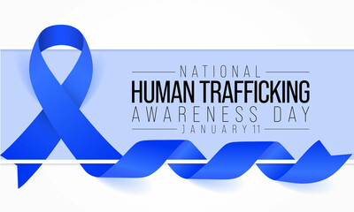 National human trafficking awareness day is observed every year on January 11, to raising awareness about the different forms of human trafficking, also known as modern slavery. Vector illustration