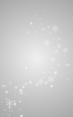 Silver Snowfall Vector Gray Background. Xmas