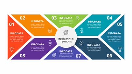 Diagram concept for infographic with 8 steps, options, parts or processes. Business data visualization.