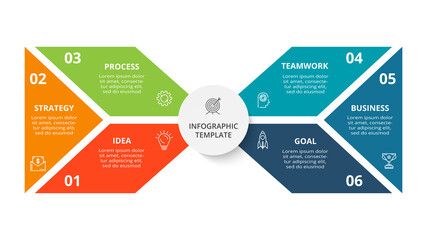 Diagram concept for infographic with 6 steps, options, parts or processes. Business data visualization.