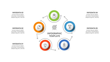 Diagram concept for infographic with 5 steps, options, parts or processes. Business data visualization.