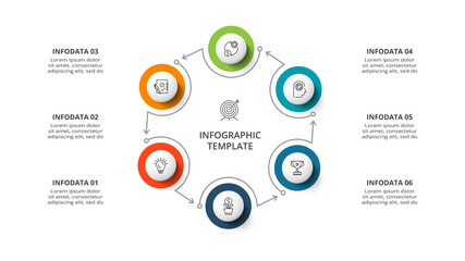 Diagram concept for infographic with 6 steps, options, parts or processes. Business data visualization.