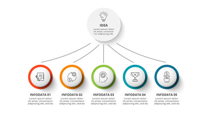 Diagram concept for infographic with 5 steps, options, parts or processes. Business data visualization.