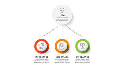 Fototapeta premium Diagram concept for infographic with 3 steps, options, parts or processes. Business data visualization.
