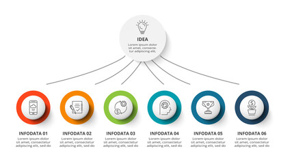 Diagram concept for infographic with 6 steps, options, parts or processes. Business data visualization.