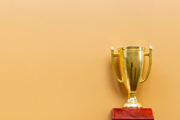 Golden award winner trophy cup. Championship winner and success concept