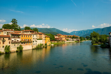 Fototapeta na wymiar River Brenta, Bassano del Grappa, Veneto region, Italy.
