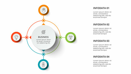 Diagram concept for infographic with 4 steps, options, parts or processes. Business data visualization.