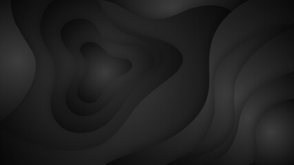 Black abstract curve waves background. Elegant paper cut style for banner, website, card, poster design