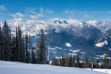Revelstoke Mountain Resort, British Columbia, Canada, Mount Begbie and Mount Tilley in background