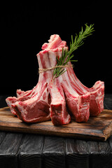 Raw fresh lamb crown roast