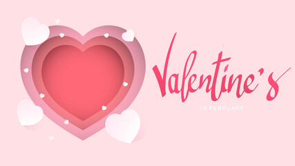 Heart paper cut multi red and pink color layers in Valentine's Day on pink background , Flat Modern design , illustration Vector EPS 10
