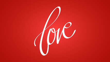 Naklejka na ściany i meble Love calligraphy in Valentine's Day on red background , Flat Modern design , illustration Vector EPS 10