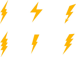 lightning bolt icon set. Electric vector icons, Bolt lightning flash icons. Flash icons collection. Bolt logo. Electric symbols. Electric lightning bolt symbols. Flash light sign.