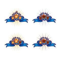 Obraz premium Hand drawn set of game banners. Vector ui elements of level passing rank