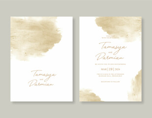 Wedding invitation template with watercolor background