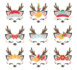Cute reindeer face. Christmas reindeer
