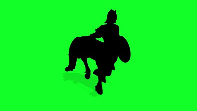 3D animation -  silhouette  Of Male Centaur Half Horse Half Man on green screen