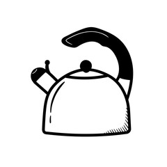 a tea with a whistle hand-drawn in a doodle style. Simple line drawing