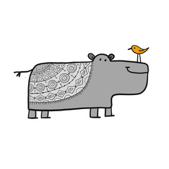 Hippopotamus, cute hippo character for your design