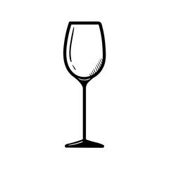 wine glass painted in doodle style. Simple linear drawing