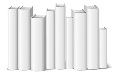 Book stack mockup. Standing blank realistic hardcovers