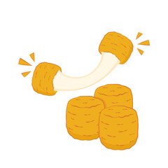Mozzarella cheese ball vector. Cheese ball on white background. Cheese stretch. Cheese fried.