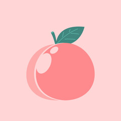 Peach vector. Peach heart vector. Peach on pastel background. Peach logo design.