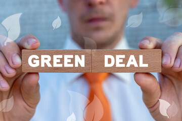 Green deal concept. Sustainable environment agreement together with partner between country.
