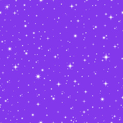 Seamless pattern with white stars and purple background