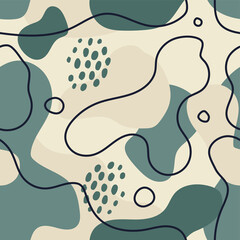 Hand drawn organic lines and shapes seamless pattern