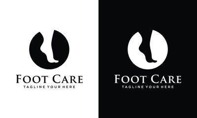 circle foot care logo design vector template. on a black and white background.