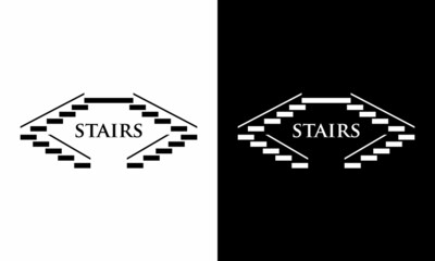 Vector graphics. Stairs symbol logo illustration. Stairs up vector icon. on a black and white background.