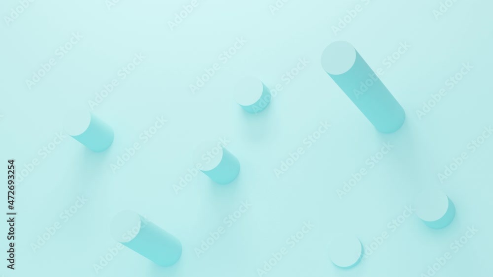 Poster abstract blue background with angled cylinders. abstract loop animation